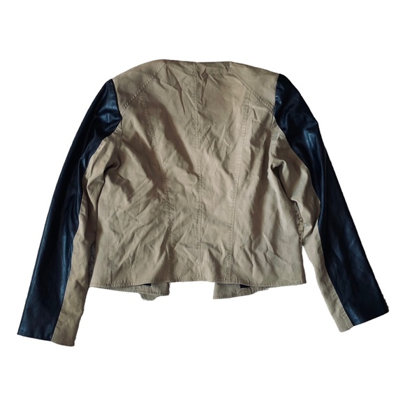 LOFT 82 S faux leather Tencel zip boho hippie moto grunge khaki festival crop - Picture 5 of 8